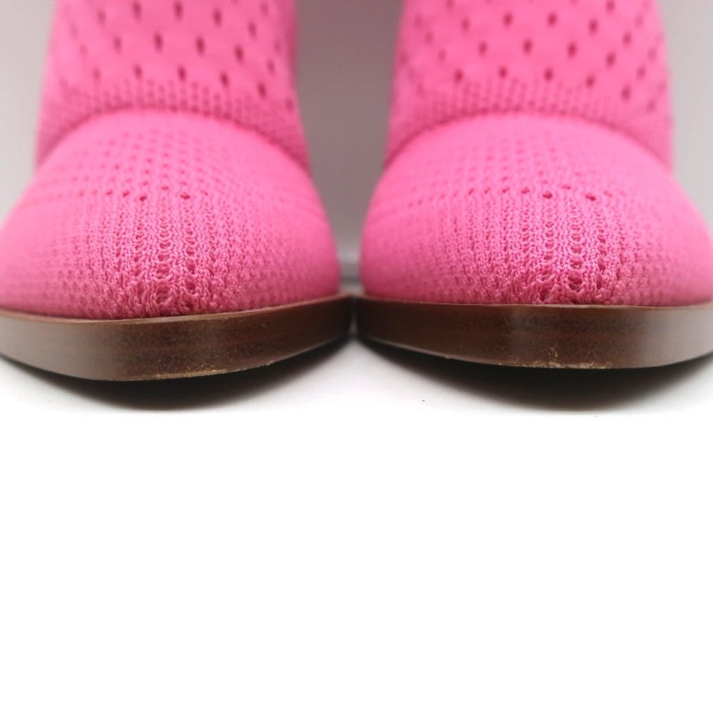FENDI FFRAME JACQUARD MESH KNIT ANKLE BOOTS PINK SIZE 36 POINTED TOE HEEL - Picture 4 of 11